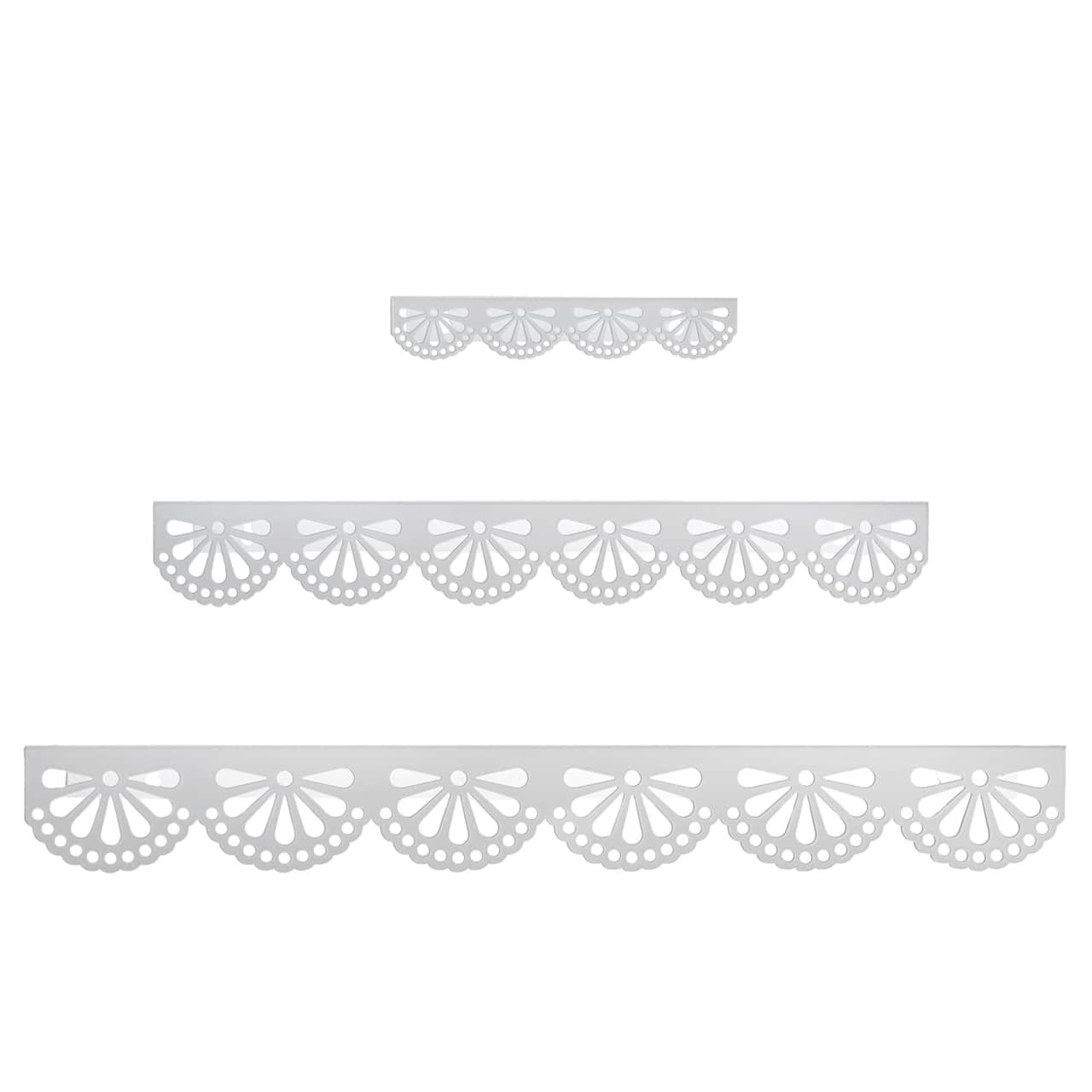 American Art Decor Scallop Metal Floating Shelves, White 3" x 5" x 24", 3pc.